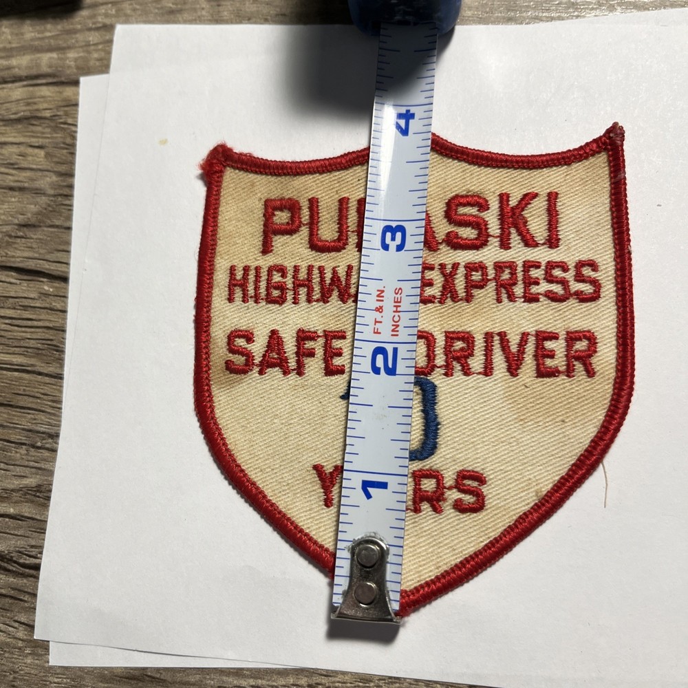 VINTAGE SHIRT PATCH PULASKI HIGHWAY EXPRESS SAFE DRIVER 10 YEARS