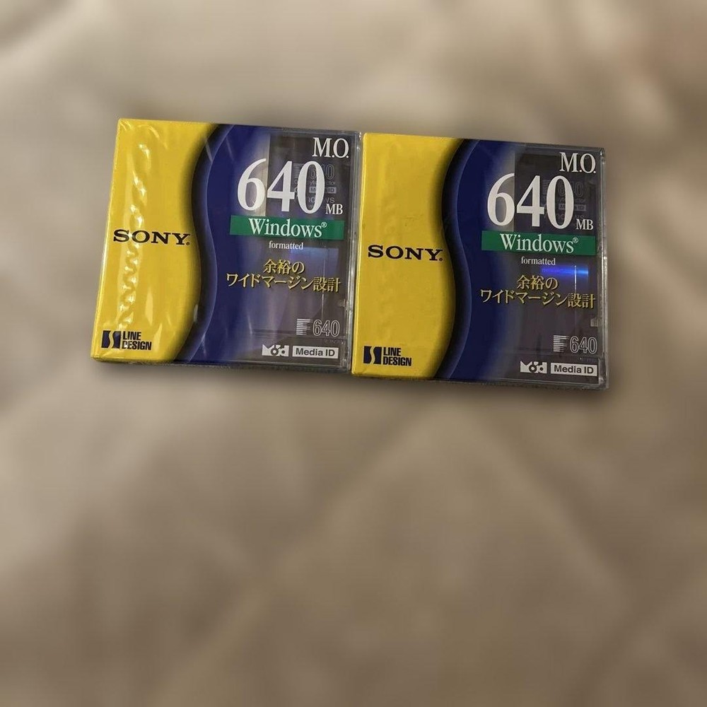 SONY 640MB MO Disks 2-Pack Windows Format Optical Media Unused