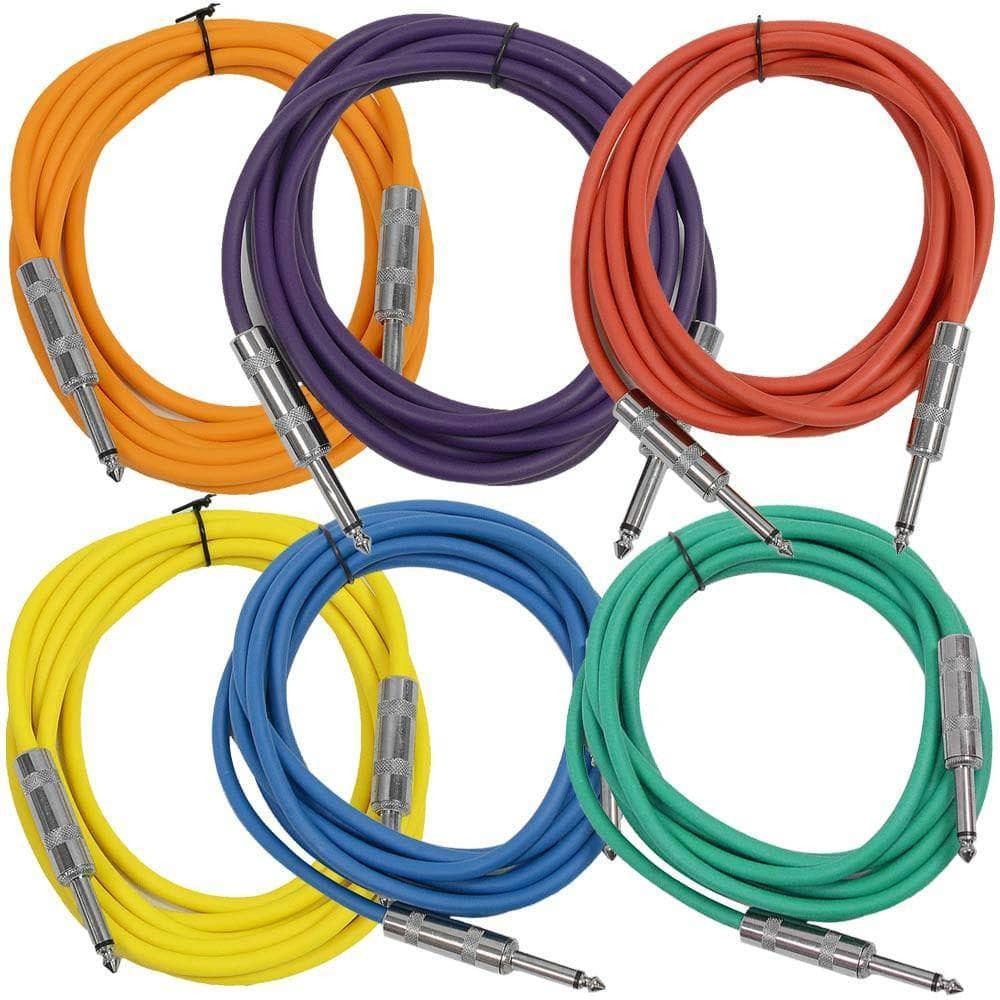 SASTSX 6 Pack 10ft TS Patch Cables Multiple Colors