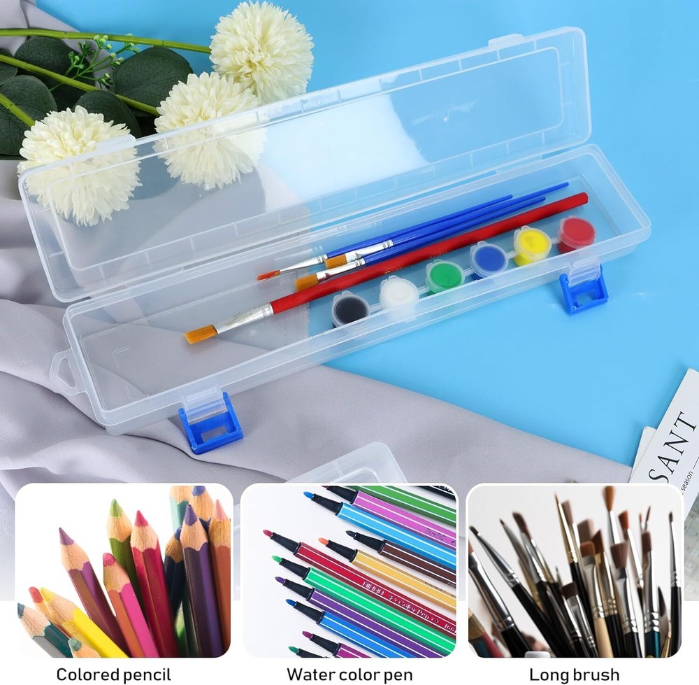 FIREBOOMOON 3 Pack Translucent Plastic Paint Brush Holder, Long Transparent