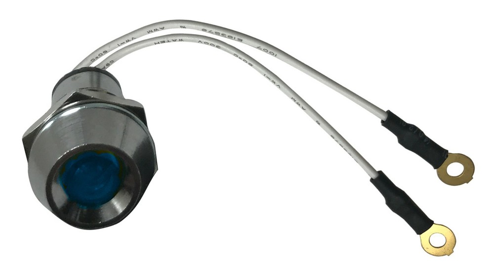 5 Pack of Universal 12V Blue LED Lamp Dash Panel Pilot Indicator Light - Chrome