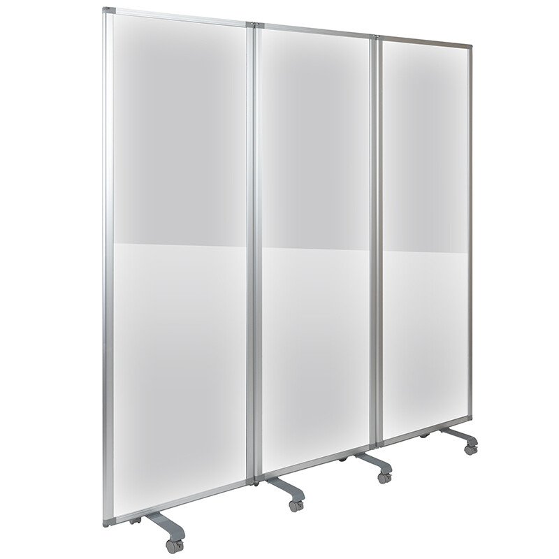 Transparent Acrylic Mobile Partition with Lockable Casters 3 sizes 1-3 sections