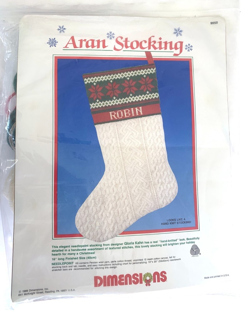 Dimensions ARAN CHRISTMAS STOCKING Needlepoint Kit 9050