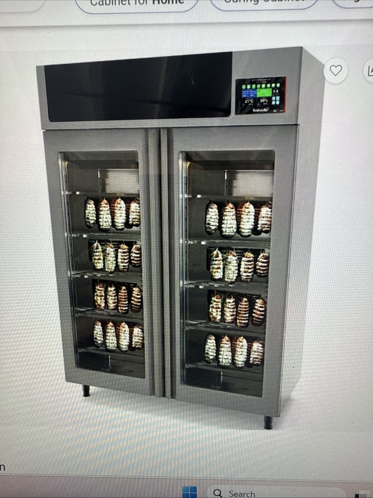 Omcan USA 45232 Stagionello Free-Standing Meat Curing Cabinet, Two Section Gl...