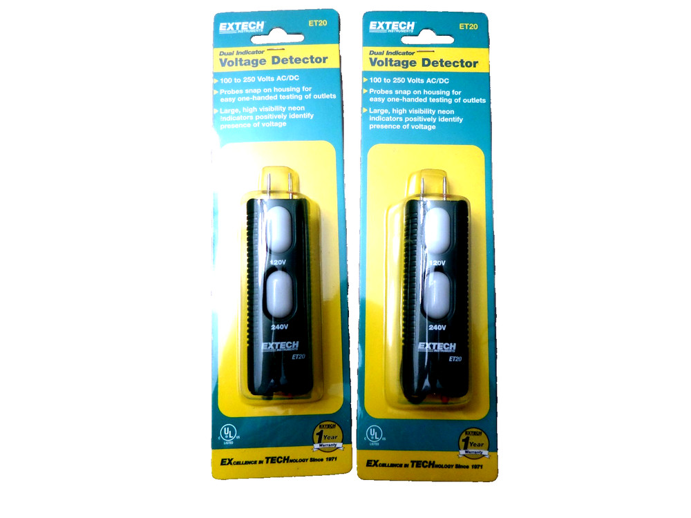 2- Extech ET20 Voltage Tester 100-250V AC/DC Electrical Circuit Detector