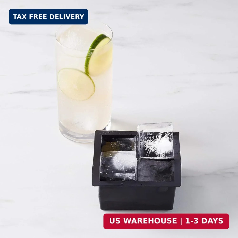 Amazon Basics Large Silicone Square Ice Cube Trays for Freezer, Dishwasher Safe,