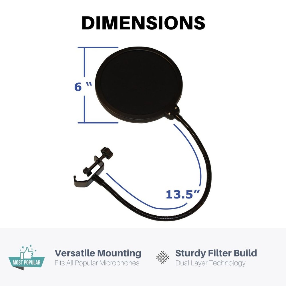 Pop Filter For Studio Microphone, Pop Shield Mic Wind Screen For Better Vocal...