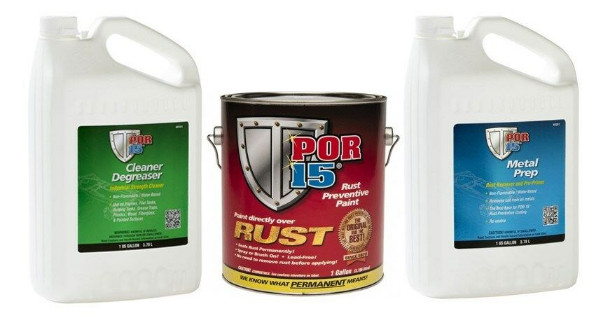 POR 15 45001+40101+40201 (Cleaner Degreaser, Metal Prep, Gloss Black Gallon Kit)
