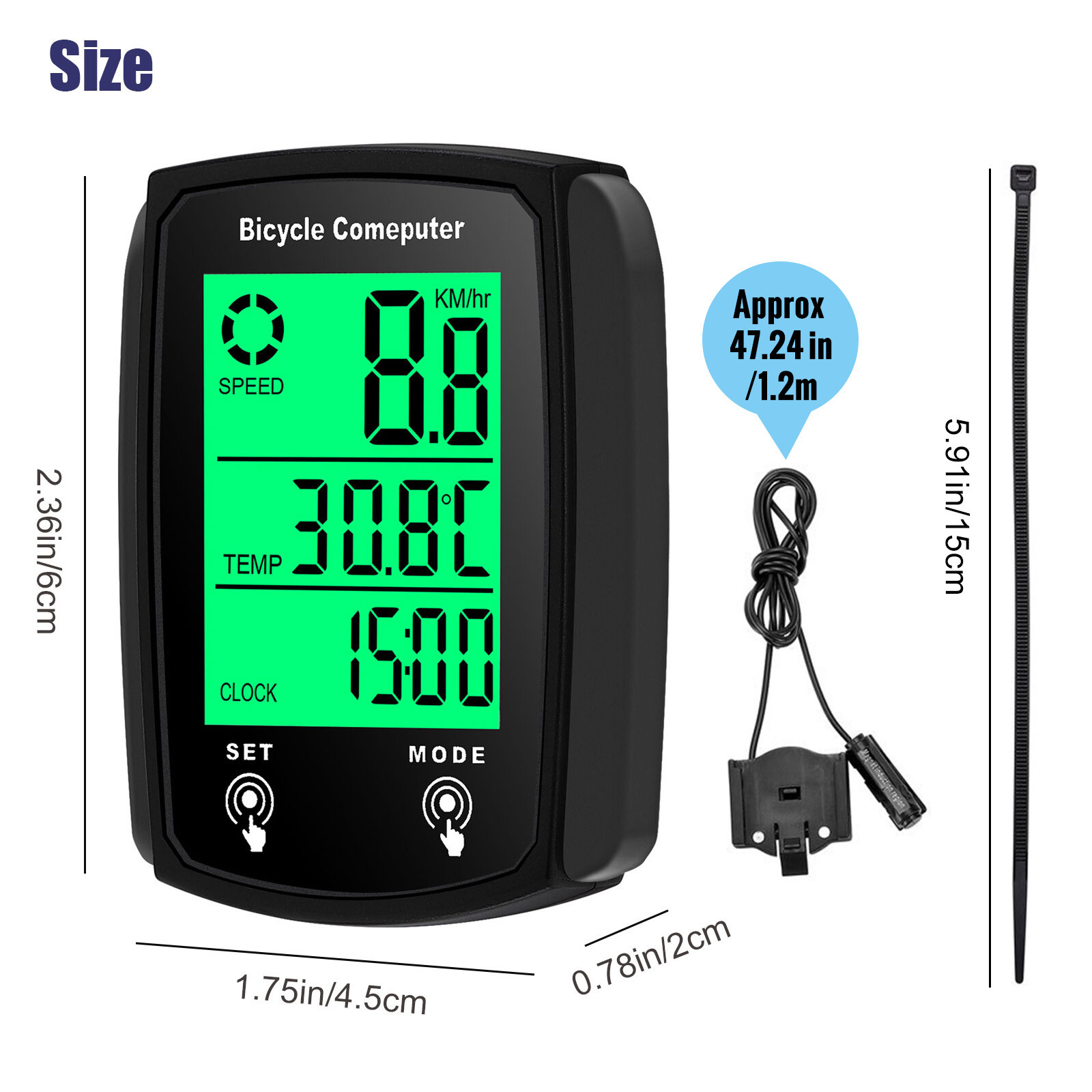 Bicycle Speedometer Cycle Digital Odometer Bike Computer Waterproof Touch Screen