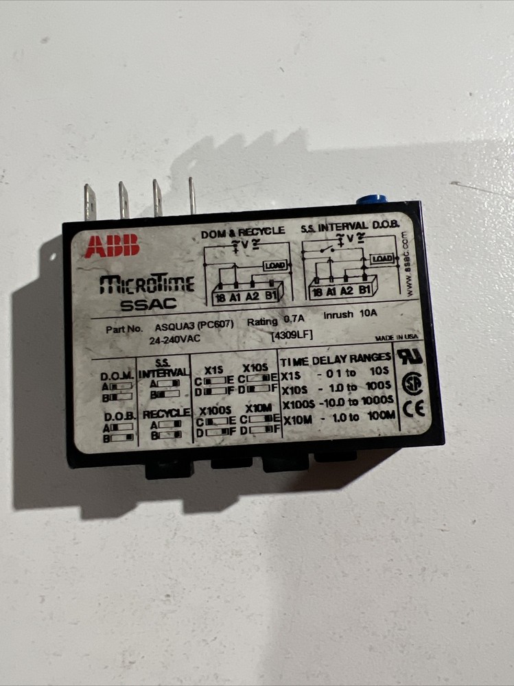 MICROTIME ABB SSAC ASQUA3 (PC607) Time Delay Relay 24-240VAC