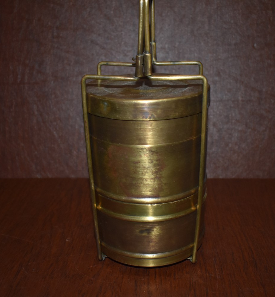 VINTAGE BRASS MILITARY U.E. MESS STACKING BOWLS KIT *RARE* (J)