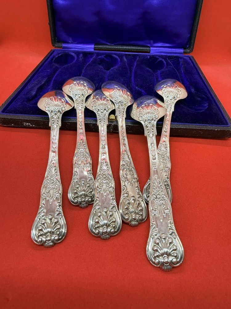 Antique Solid Silver King Queen Pattern SPOONS London 1835 Scrap 227 Gr In Box