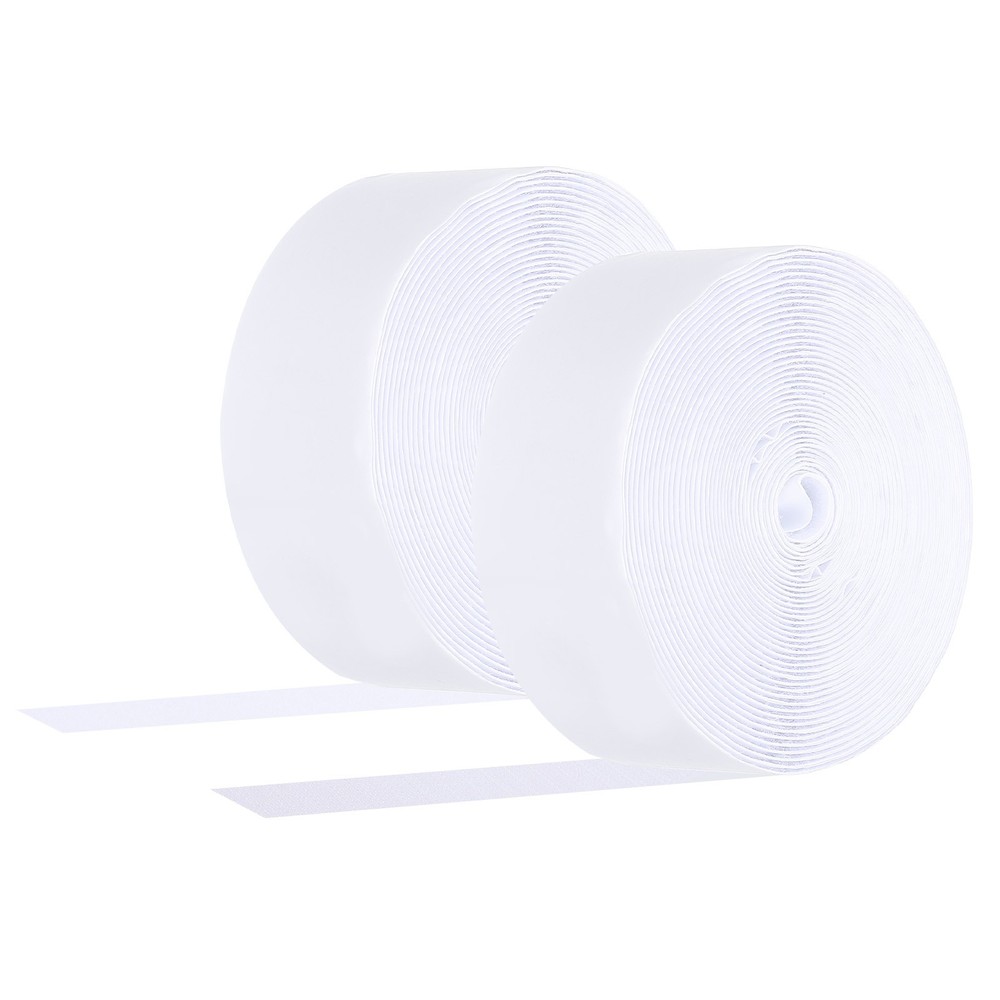 1 Set 2" x 30ft Hook and Loop Strips Roll Tape Double Sided White