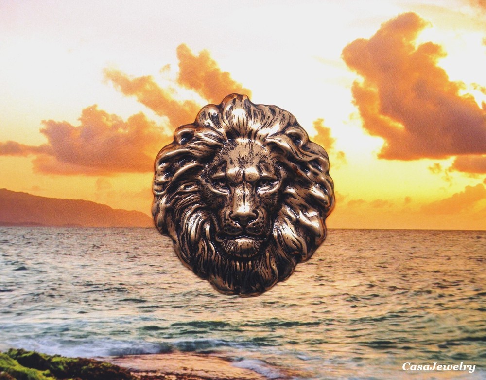 #4191 LARGE ANTIQUED GOLD LION HEAD COMPONENT - 1 Pc