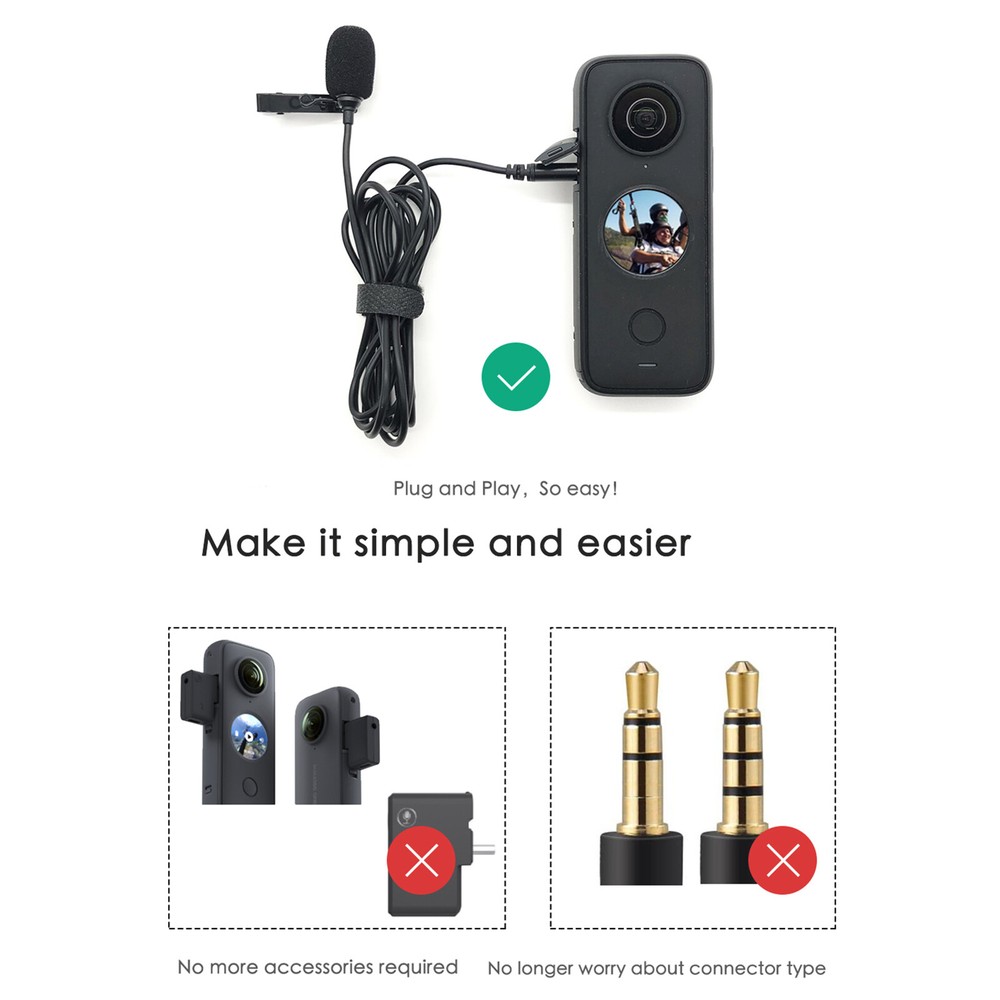 Type-C Lavalier External Wired Omnidirectional Microphone for Insta360 ONE X2 X3