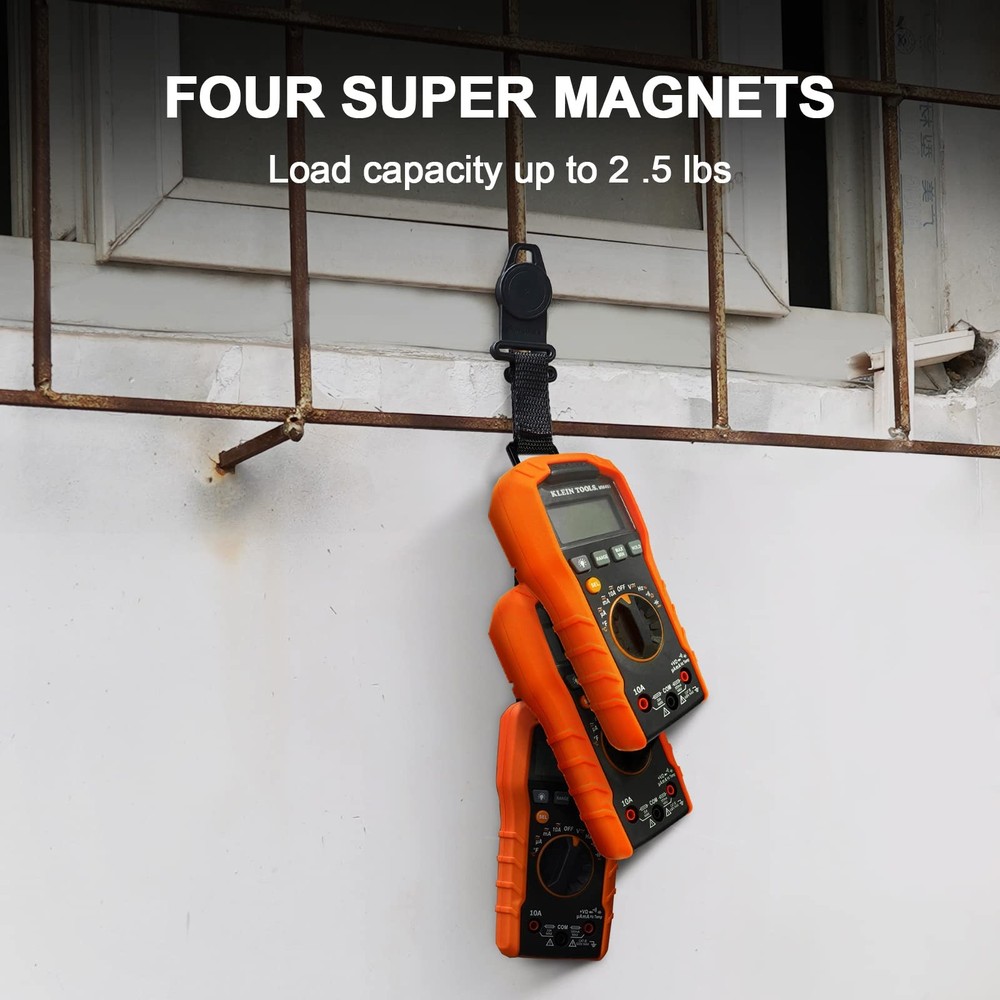 2 Pack Magnetic Multimeter Hanger Strap Works Compatible with Klein Black