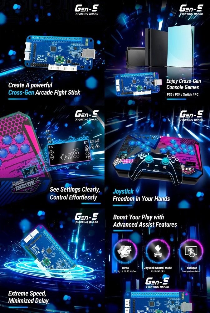 Brook Gaming Gen 5 Fighting Board PS5 PS4 Switch 2 & 1 PC Arcade PCB