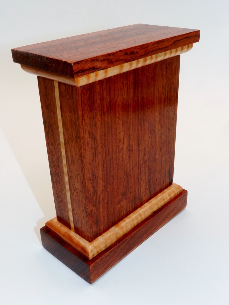 Handmade Desk Clock with quartz movement. Made from BUBINGA & CURLY MAPLE! #17
