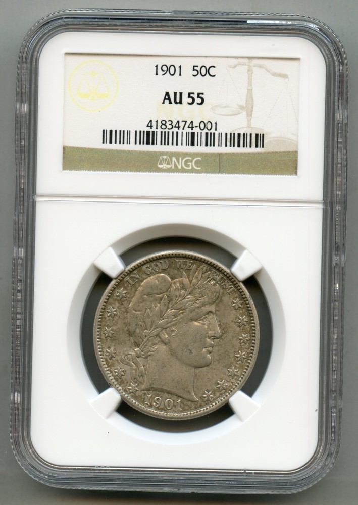 1901 Barber Silver Half Dollar NGC AU 55