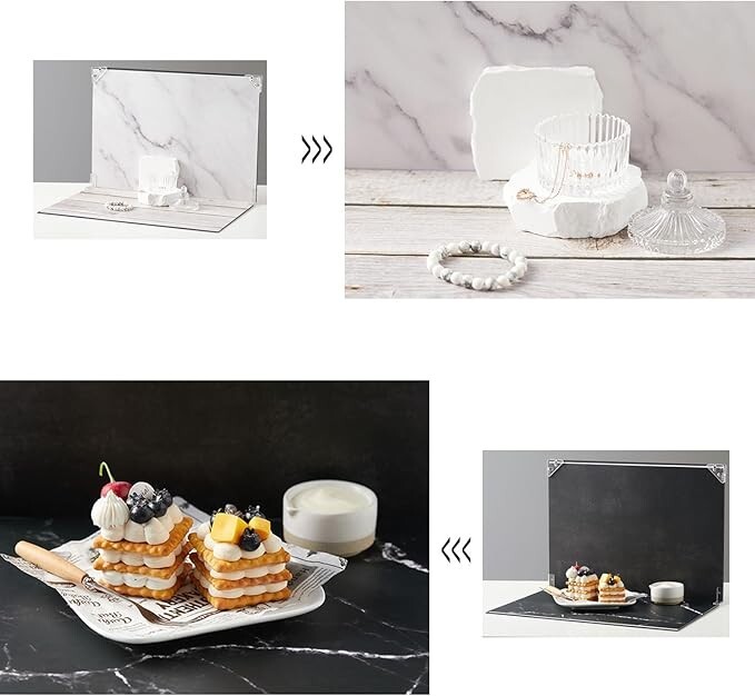 Tabletop Photo Background Set – 16 Patterns for Food, Makeup, & Small Items