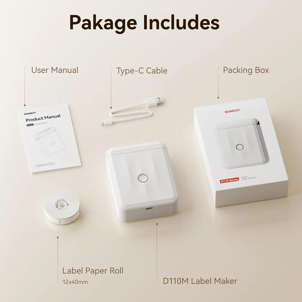 Label Machine with Tape NIIMBOT Label Maker D110 Mini Portable Bluetooth OpenBox