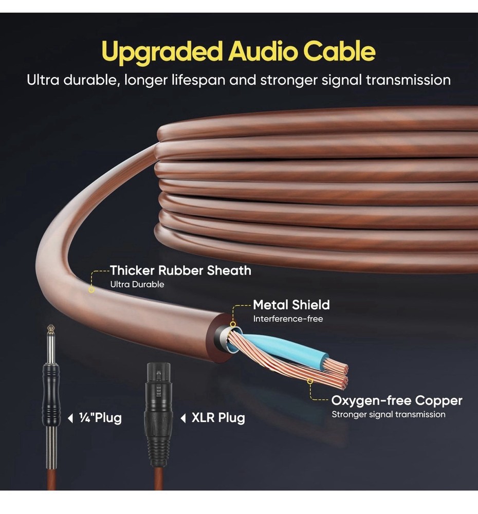 Dynamic Wired Microphone Karaoke PA DJ Speech Includes Case Cable New 1/4inInput
