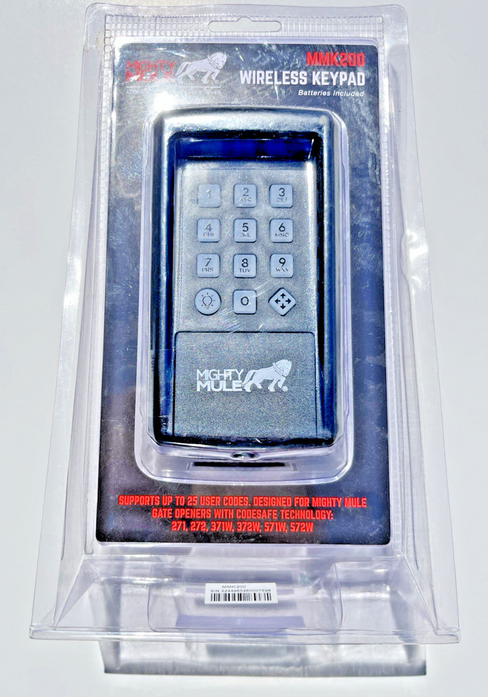Mighty Mule MMK200 Wireless Keypad For Gate Openers With Code Safe New Sealed