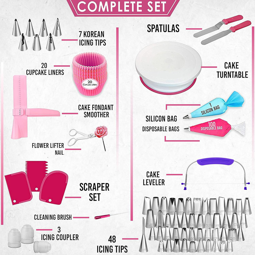 74Pcs Piping Tips Set and 200Pcs Cake Decorating Kit