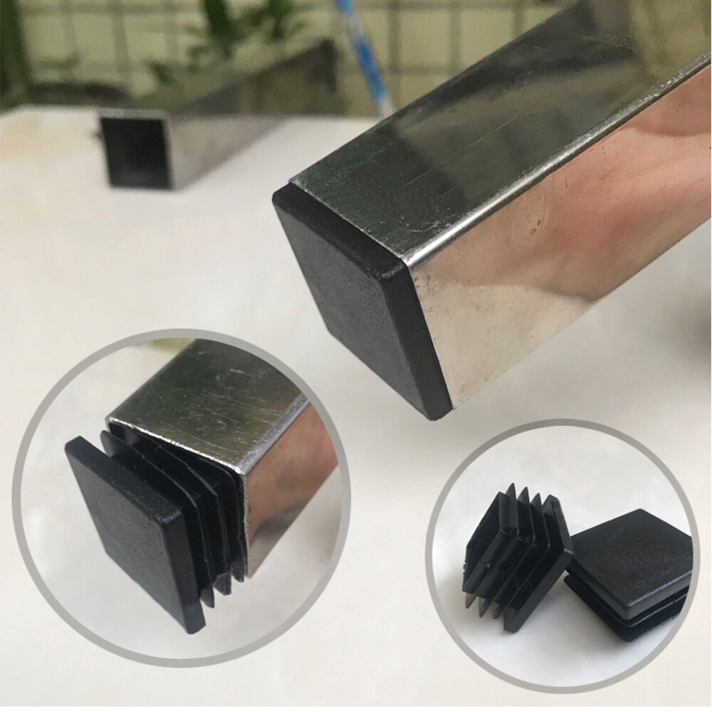 Rectangle,Square Plastic Blanking End Cap Pipe Tube Insert Plug Bung White,Black