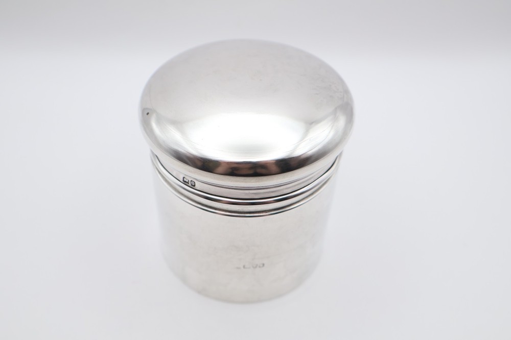 Antique Solid Silver Tea Caddy Jar Hallmarked Chester 1904