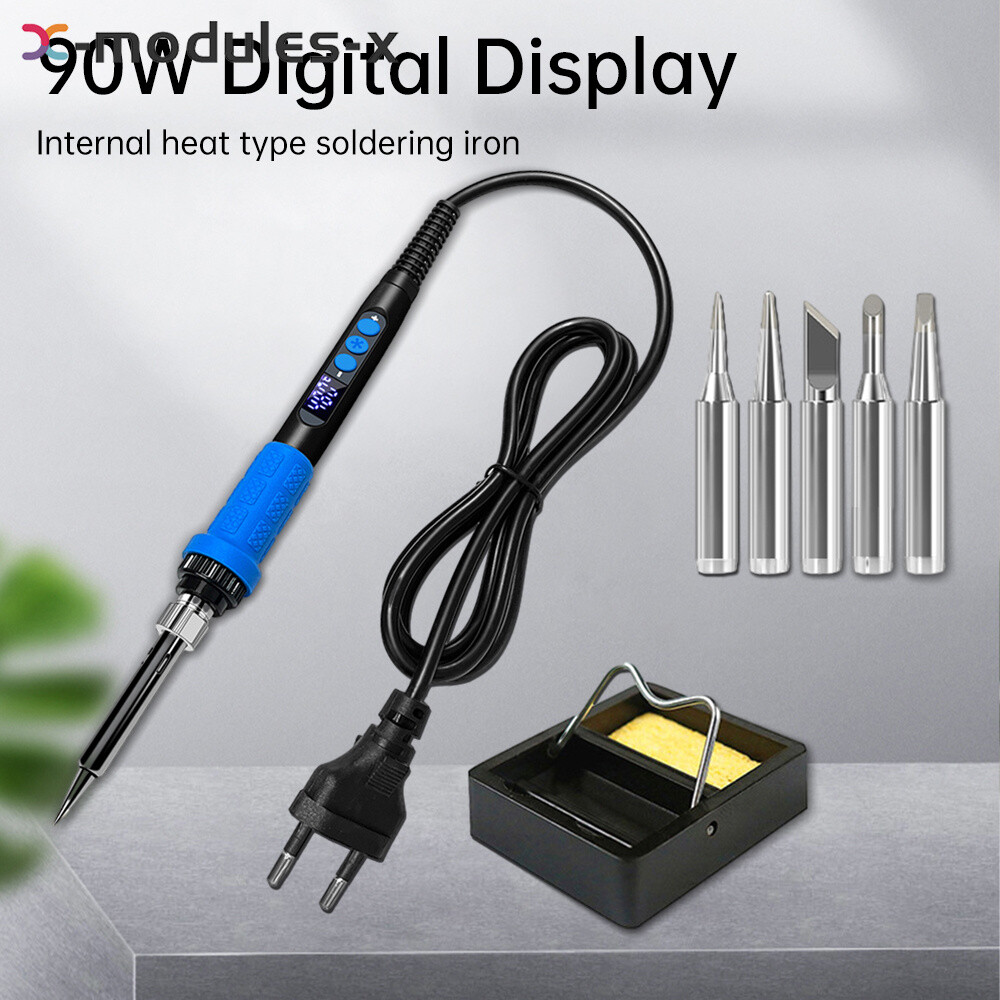 90W Internal Thermal Temperature Adjustable Electric Solder Iron + Iron Tip Set