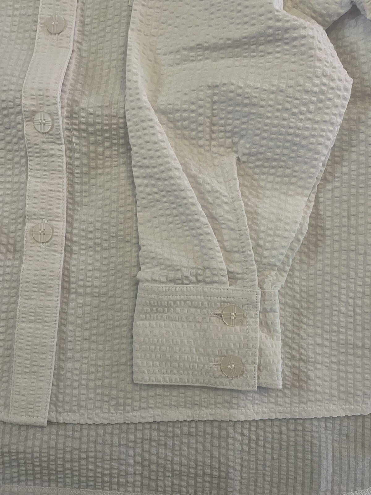 Chefwear Long Sleeve Button Down Textured Shirt White Small