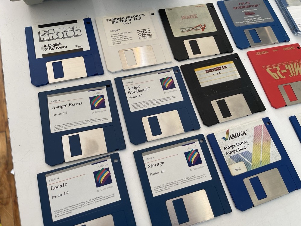 50+ Commodore Amiga 3.5” Floppy Disks - Workbench, Kickstart, Games Etc