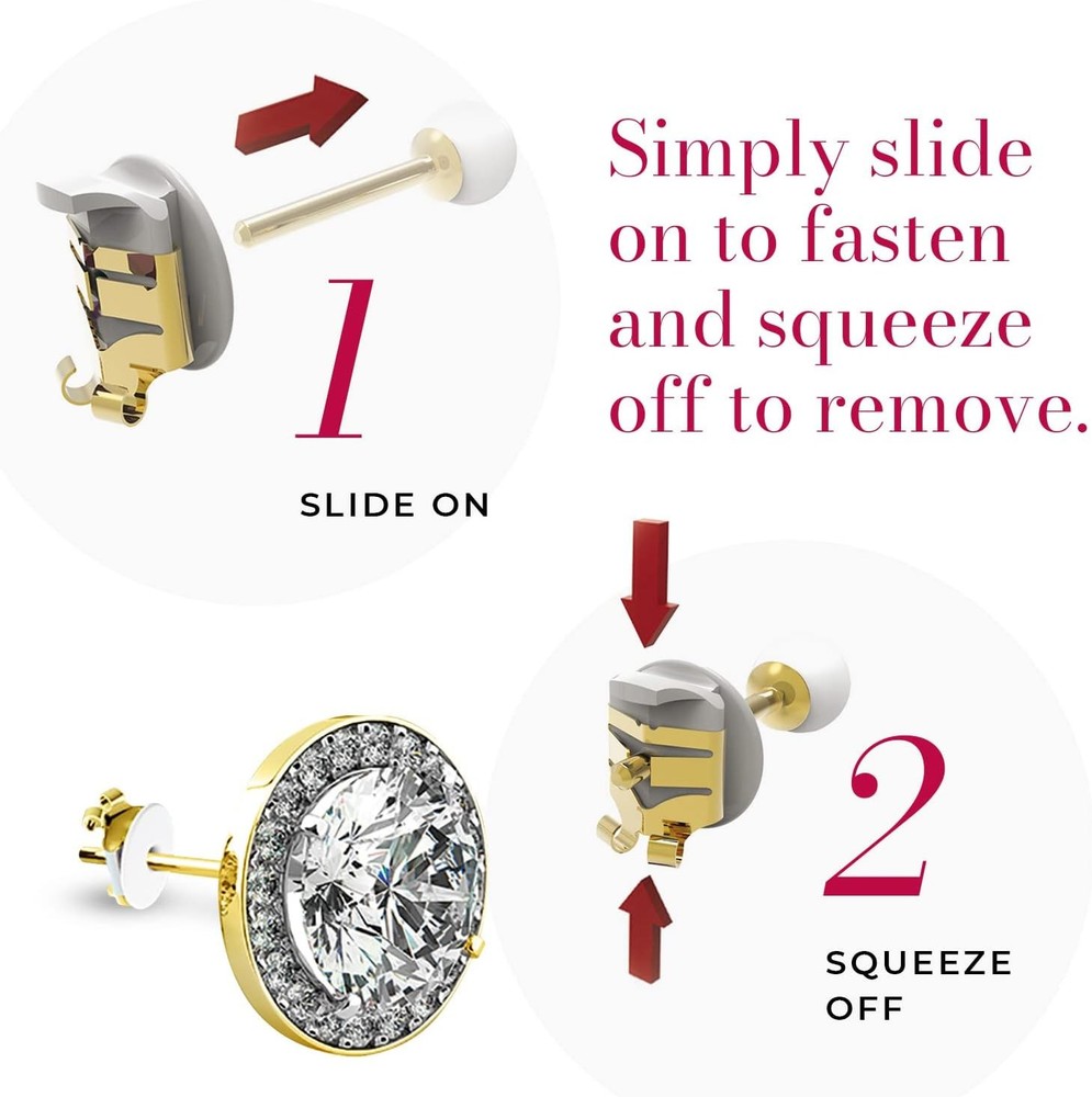 CONNOISSEURS Locking Earring Backs - Hypoallergenic Gold