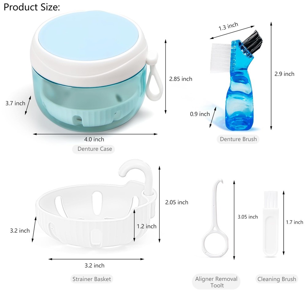Denture Case, Leak Proof Bath Cup for Travel, Container White