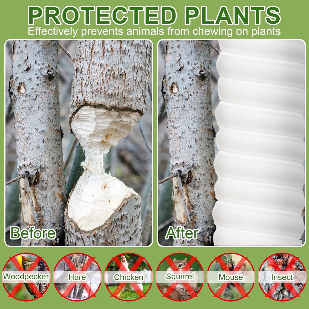 Tree Trunk Protector Wrap for Saplings - Plastic Spiral Guard 4/6/8 Pcs