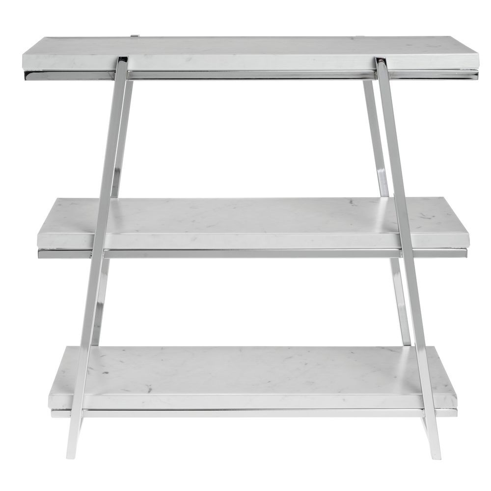 Hubert® Chrome 3-Tier Angled Display with Marble Shelves