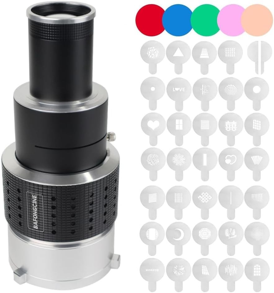 Bowens Mount Projector Snoot with 35 Gobos & Adjustable Focus Features