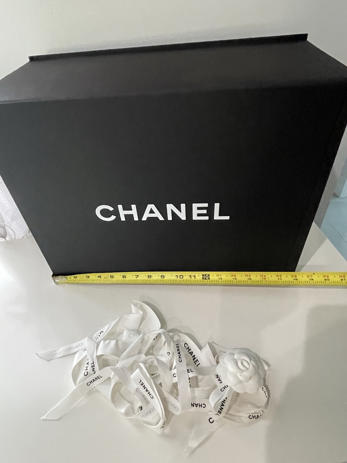 Auth Chanel Black Magnetic Gift Box XL Classic Flap 18” X 14” X 8” Flaws
