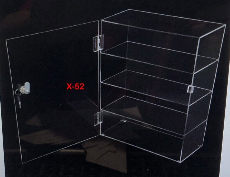 4-Layer Clear Acrylic Countertop Display Case Locking Cabinet Showcase Box