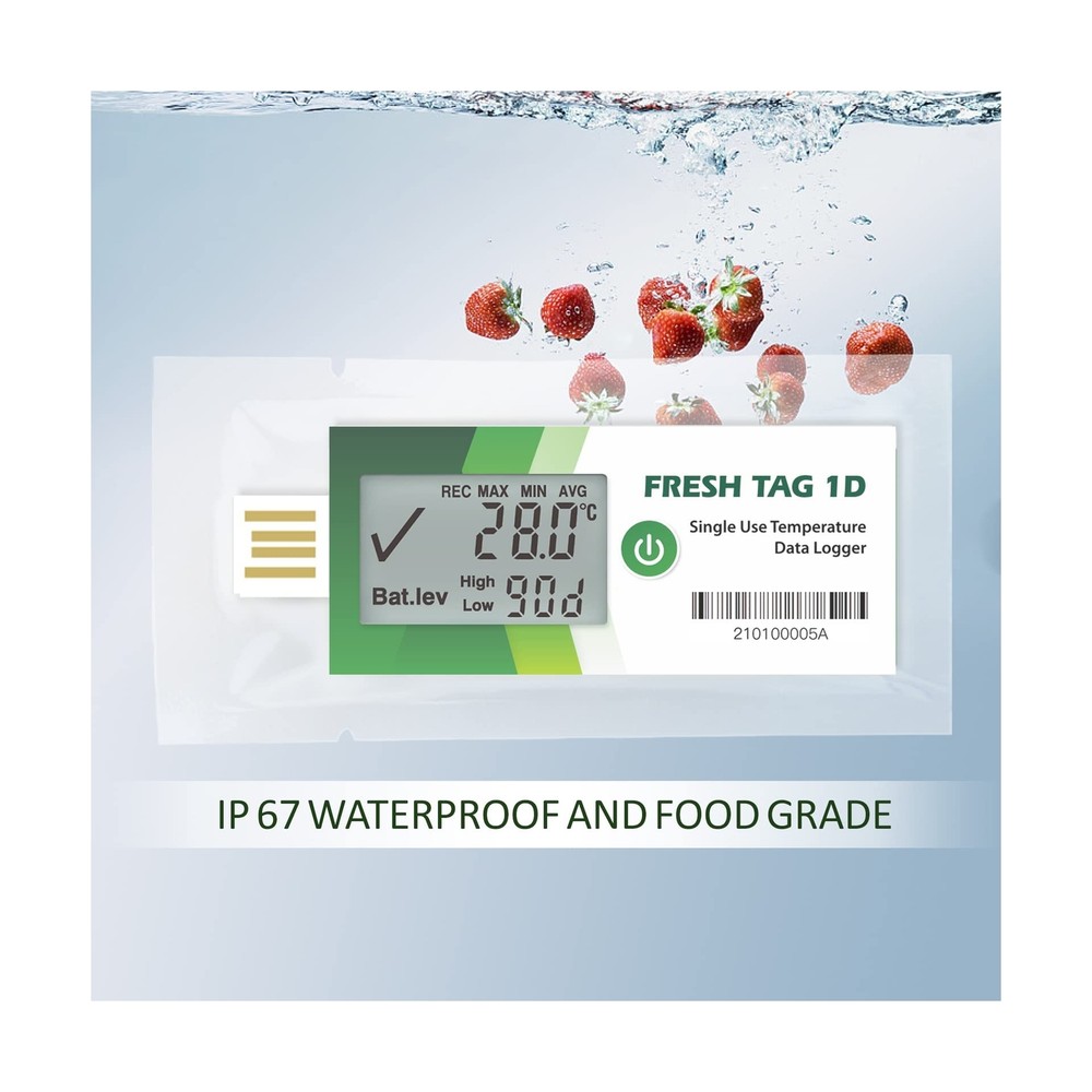 Freshliance Temperature Data Logger LCD Single Use with PDF Report 30Days 10P...