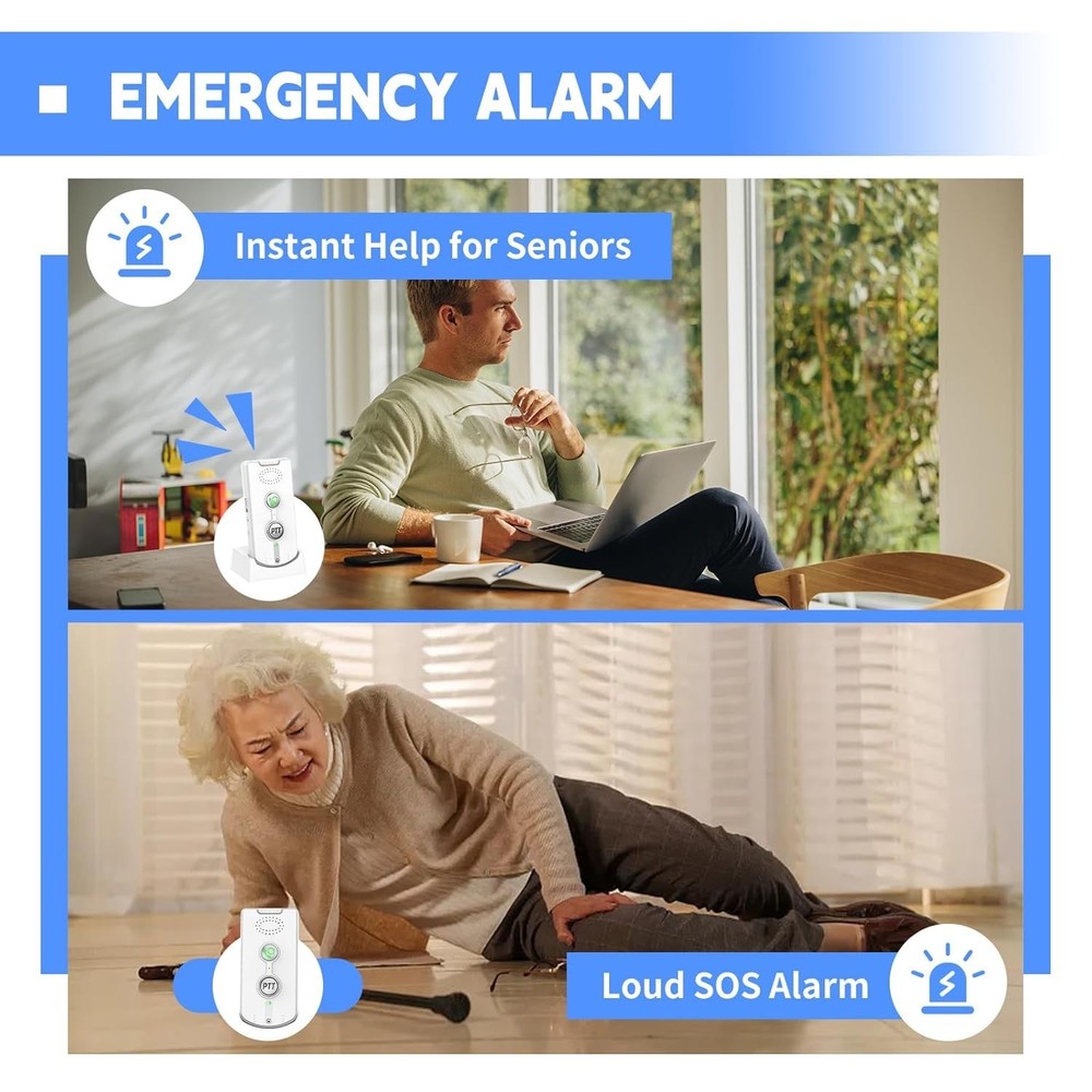 Wireless Intercom System Home Office Long Range Push to Talk Dual Channels