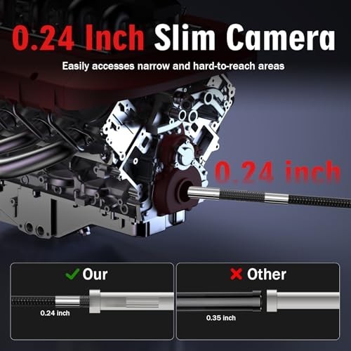 Flexible Articulating Borescope Camera with Light, 5.3FT Endoscope for Engine In