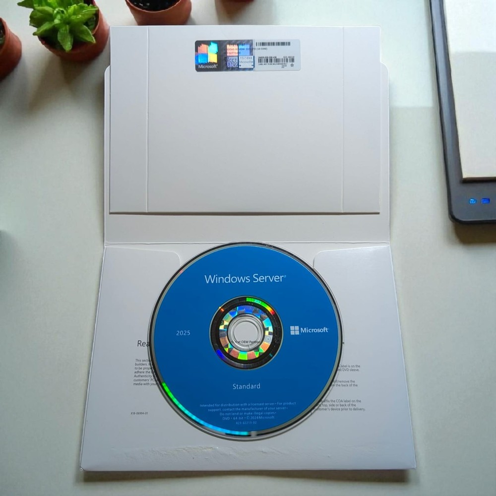 Windows Server Standard 2025 DVD | 16-Core | 64Bit | Genuine Key Inside | Sealed