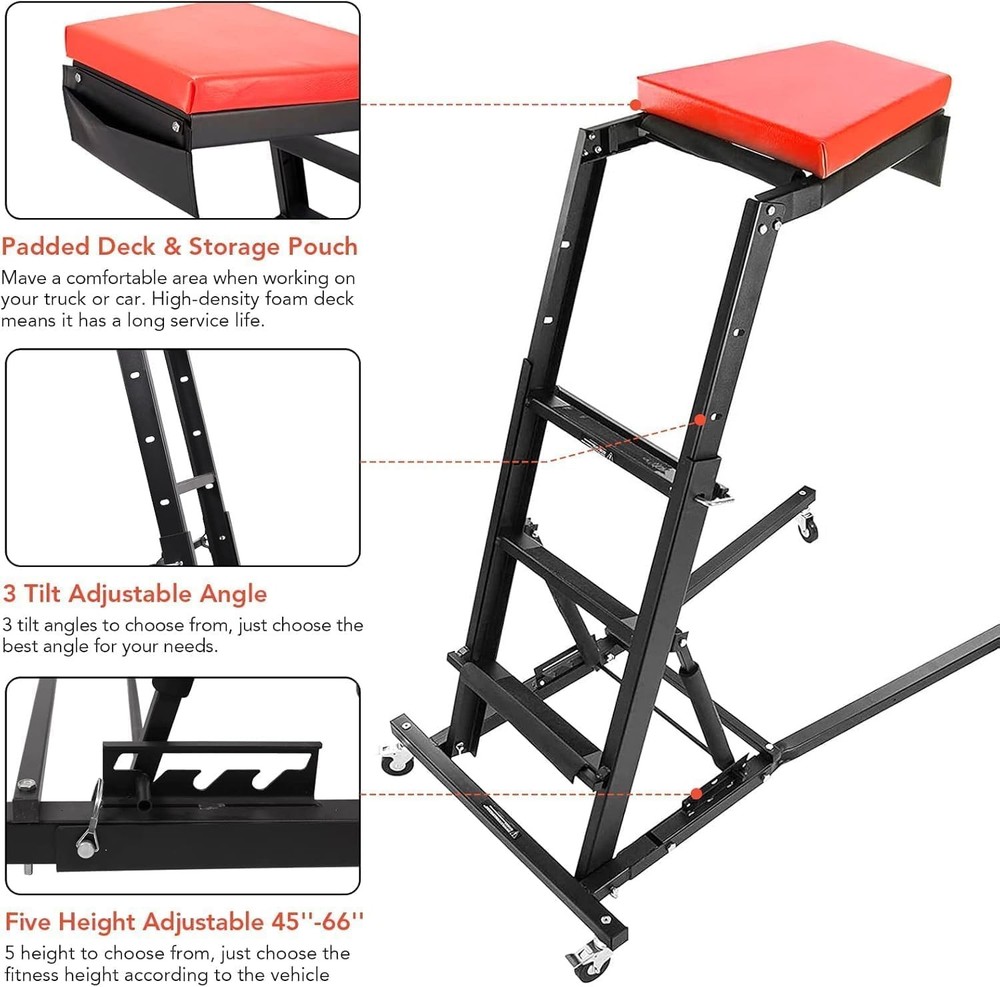 ⭐400 lbs Adjustable Car Engine Creeper Thick Padded Deck Foldable Car Creeper