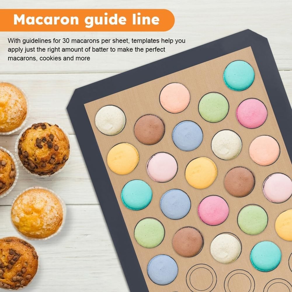 16Pcs Macaron Silicone Baking Mats Kit Reusable Nonstick Macarons Baking