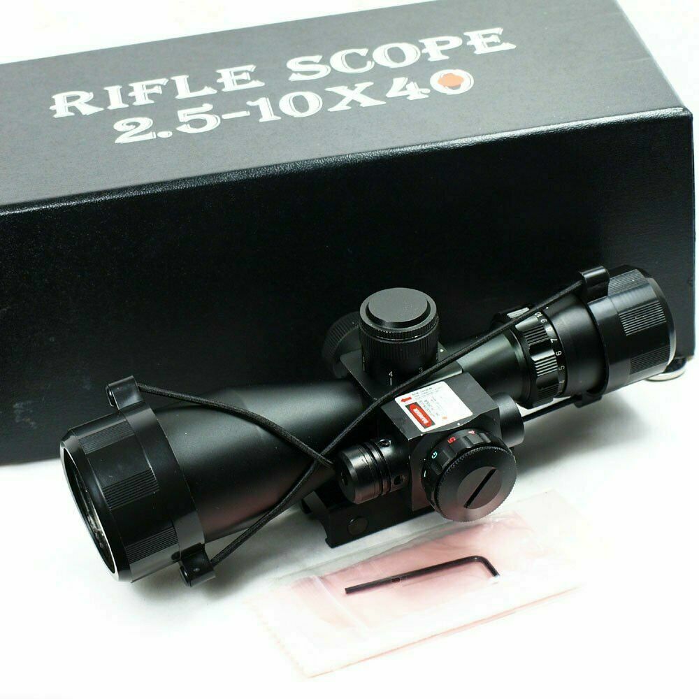 2.5-10X40 Rifle Scope with Red Laser & Mini Reflex 3 MOA Red Dot Sight