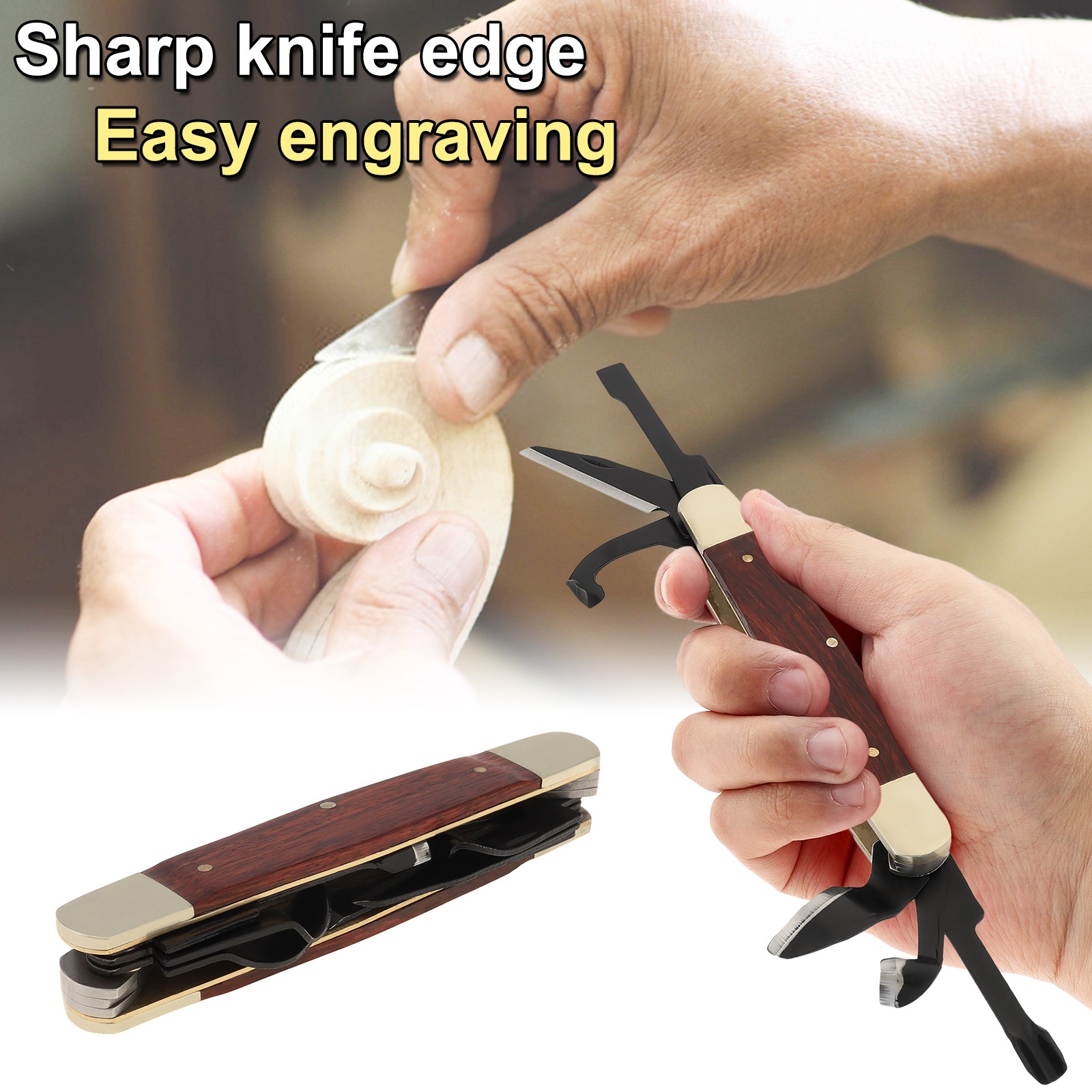 Wood Carving Tool Handed Engraving Tool Holder Folding Whittling Cutter