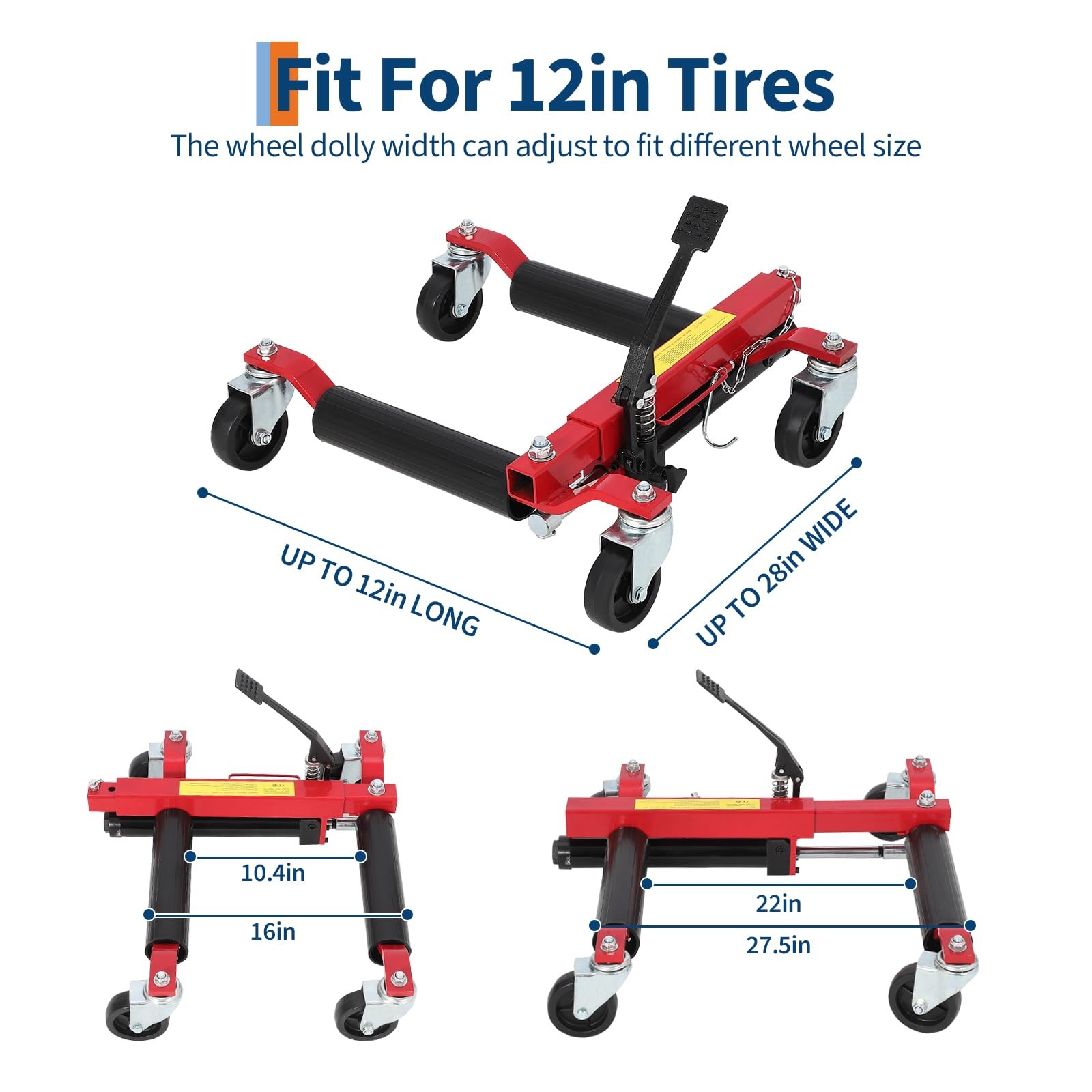 4x Hydraulic Car Wheel Dolly Jack Heavy Duty 6000 LBS Vehicle Skates Positioning
