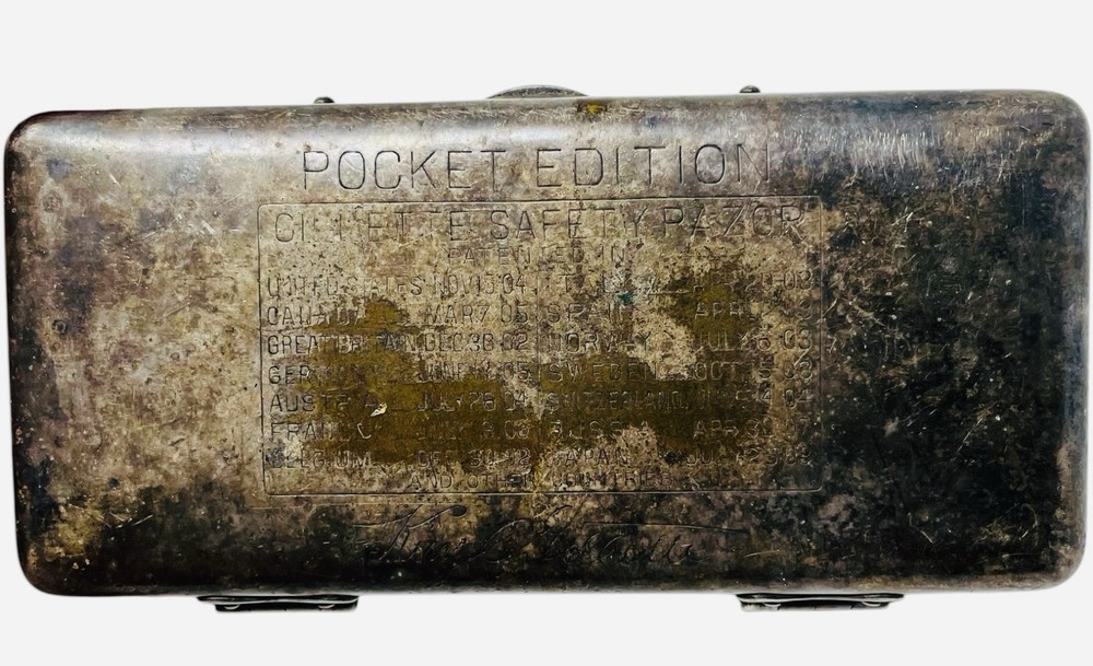 Gillette Pocket Edition King Gillette Silverplate Case